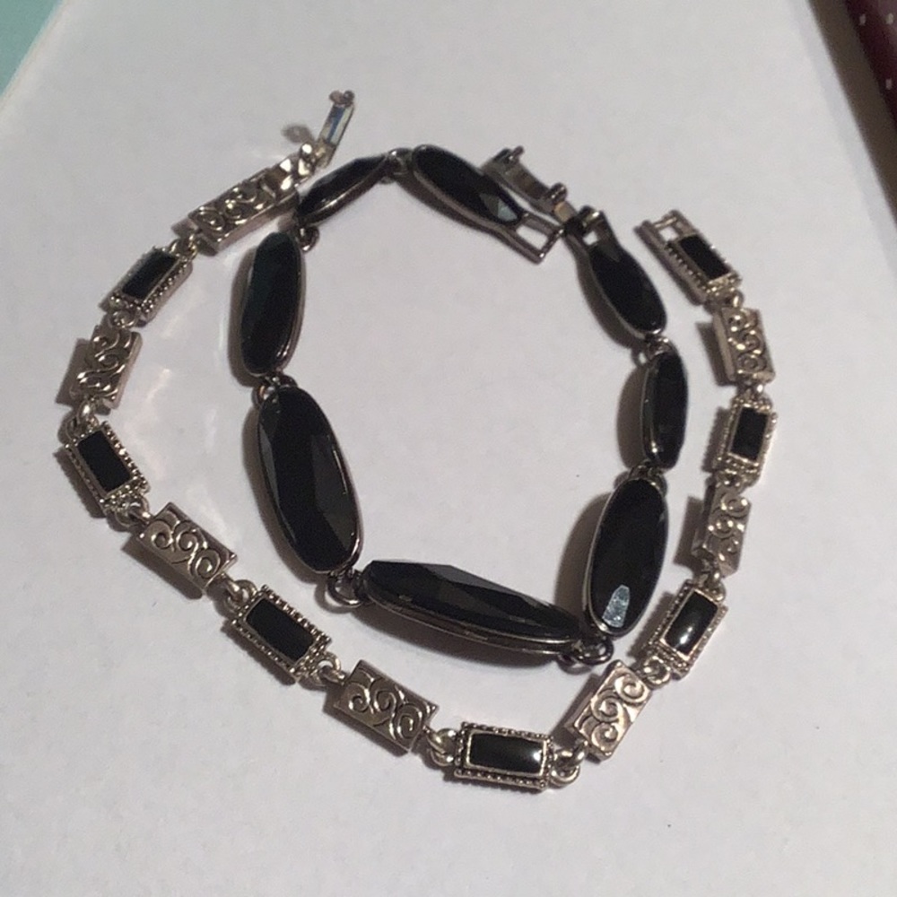 Two Silver And Black Panel Bracelets - image 4